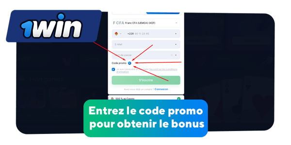 Entrez le code promo pour obtenir le bonus